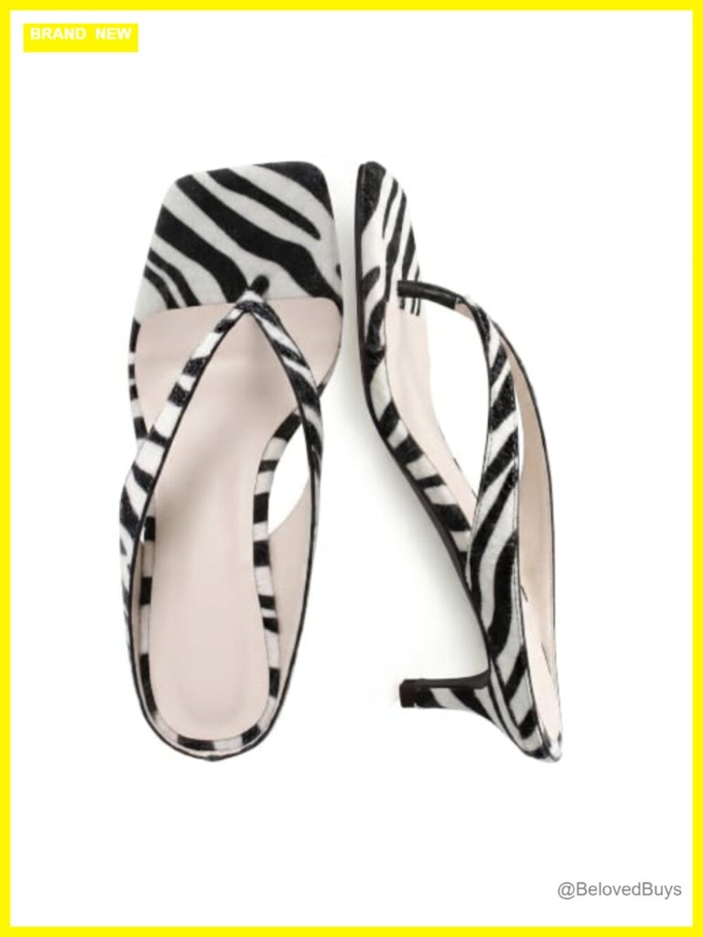 Kitten Heeled Sandals for Women Slip On Square Clip Toe Flip Flops